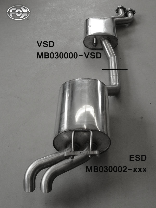 FOX Mercedes E-Klasse W124 Stufenheck Vorschalldämpfer Ø70mm