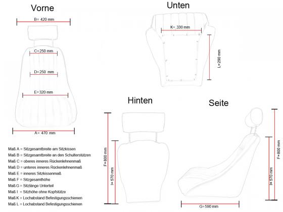 FK Oldtimersitze Auto Vollschalensitze Set Montgomery im Retro-Look rot