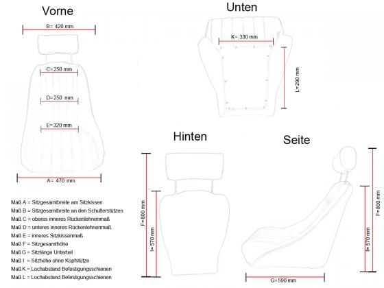 FK Oldtimersitze Auto Vollschalensitze Set Montgomery im Retro-Look schwarz/rot