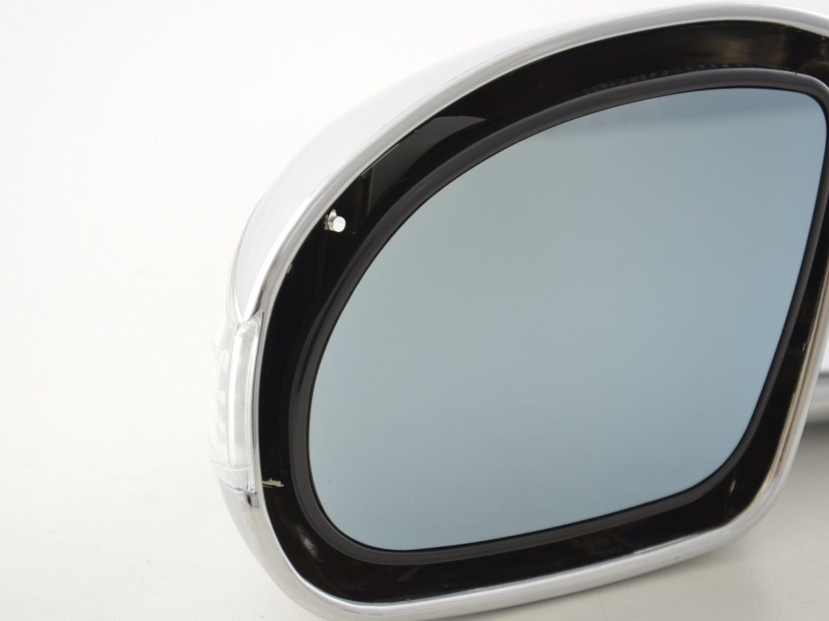 Außenspiegel Sportspiegel Set N-Look 3-polig verstellbar mit großem Blinker chrom Linkslenker