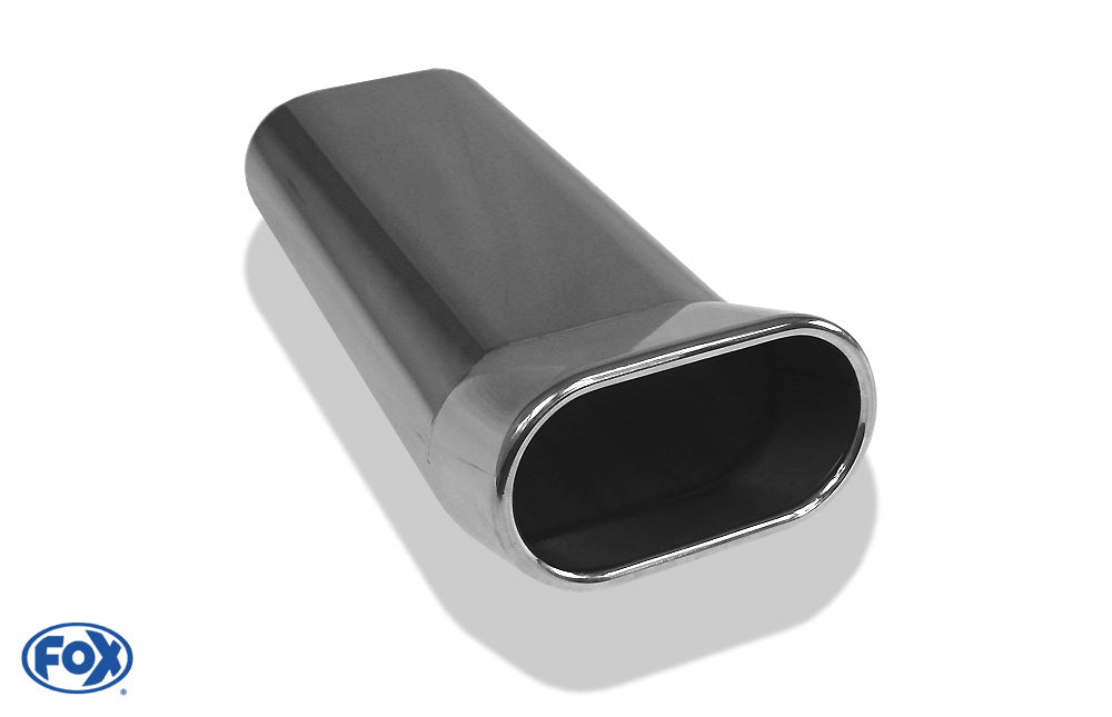 FOX Anschweißendrohr Typ 56 160x80 mm / Länge: 350 mm - flachoval / eingerollt / FOX-Design / ohne Absorber