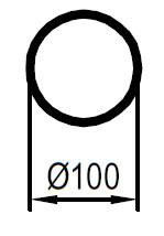 FOX Uni-Schalldämpfer rund mit Stutzen - Abwicklung 314 Ø 100mm, d1Ø 50mm d2Ø 50,5mm, Länge: 250mm