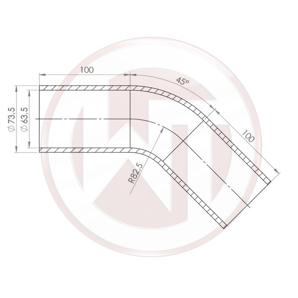 Wagner Tuning Ø63,5mm Silikonschlauch 45° Bogen schwarz