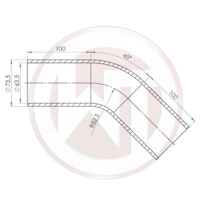 Wagner Tuning Ø63,5mm Silikonschlauch 45° Bogen schwarz