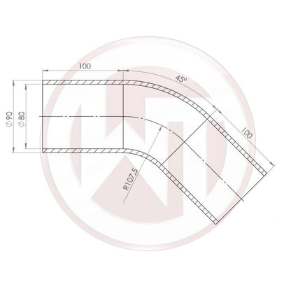 Wagner Tuning Ø80mm Silikonschlauch 45° Bogen schwarz