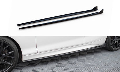 Maxton Seitenschweller Ansatz für V.3 für CSL Look BMW 1er M-Paket / M140i F20 Facelift schwarz Hochglanz