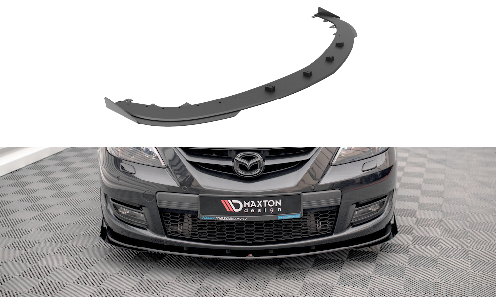 Maxton Street Pro Front Ansatz für +Flaps für V.1 + Flaps Mazda 3 MPS Mk1 schwarz Hochglanz