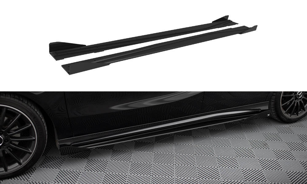 Maxton Street Pro Seitenschweller Ansatz für + Flaps Mercedes-Benz A AMG-Line W176 Facelift schwarz Hochglanz