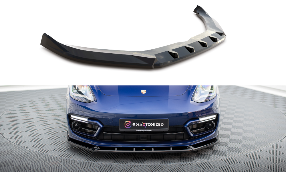 Maxton Front Ansatz V.2 für Porsche Panamera E-Hybrid 971 Facelift schwarz Hochglanz