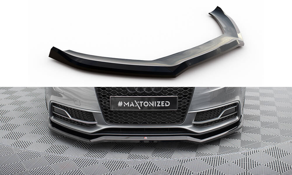 Maxton Front Ansatz V.4 für Audi S5 / A5 S-Line Coupe / Sportback 8T Facelift schwarz Hochglanz