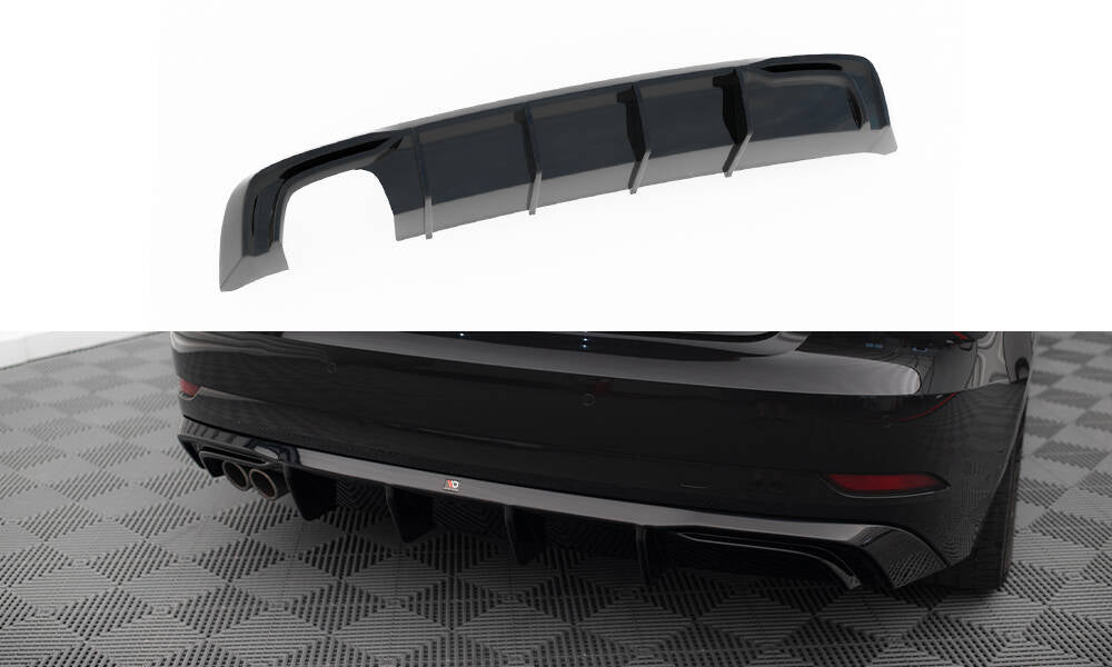 Maxton Diffusor Heck Ansatz für Audi A3 Sportback 8V Facelift (Version mit doppelter Auspuffspitze)