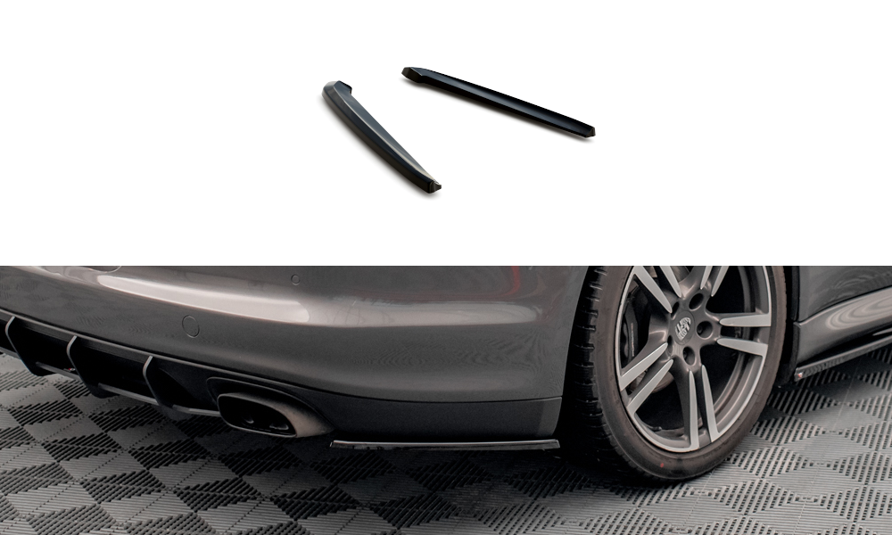 Maxton Heck Ansatz Flaps Diffusor für Porsche Panamera / Panamera Diesel 970 schwarz Hochglanz