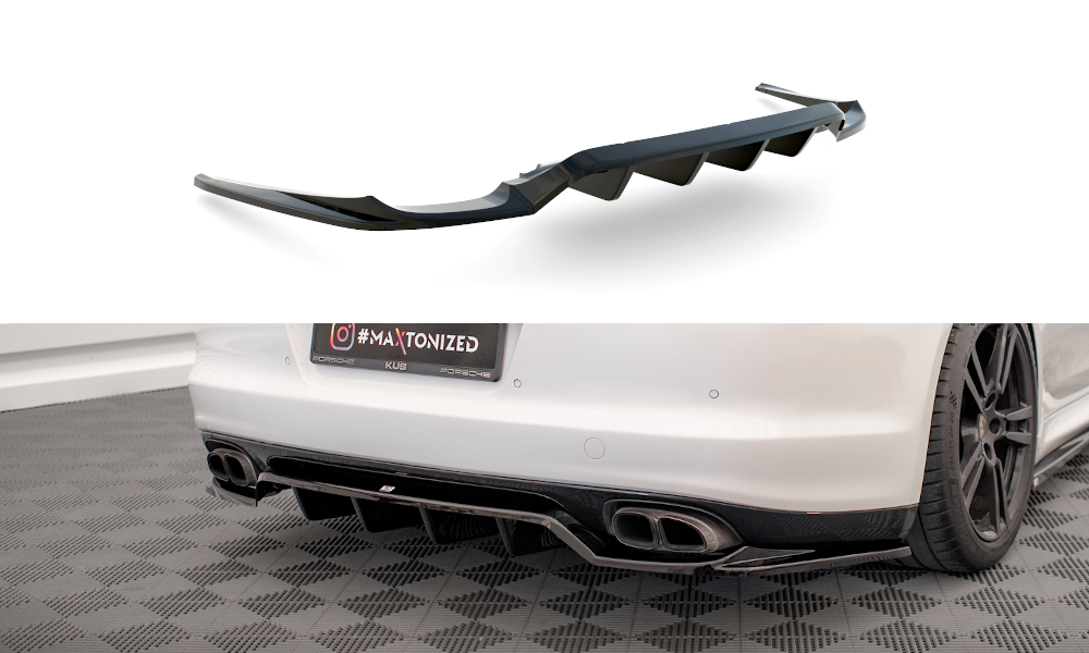 Maxton Mittlerer Diffusor Heck Ansatz DTM Look für Porsche Panamera Turbo 970 schwarz Hochglanz