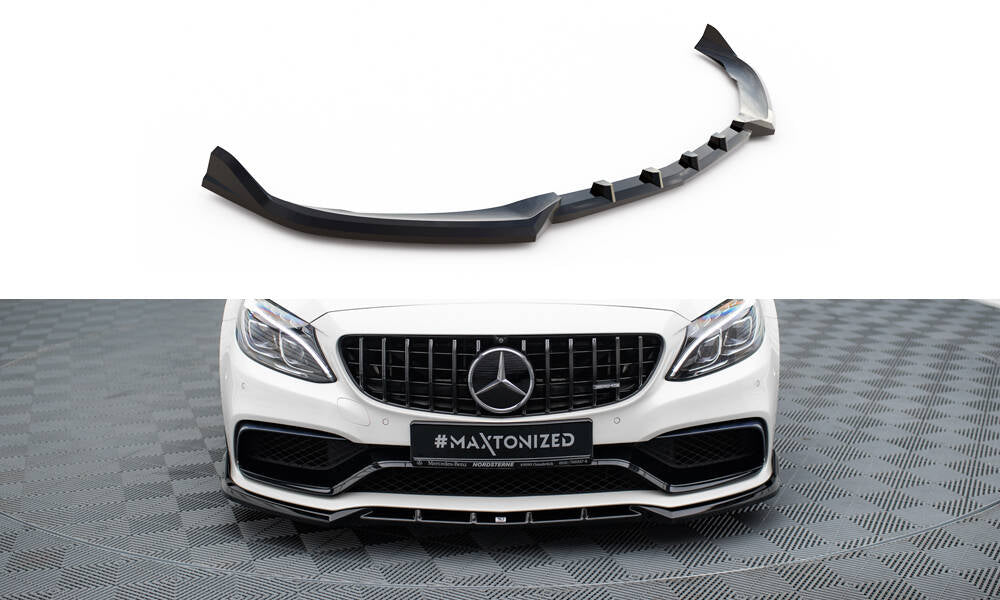 Maxton Front Ansatz V.2 für Mercedes-AMG C63 Limousine / Kombi W205 / S205 schwarz Hochglanz