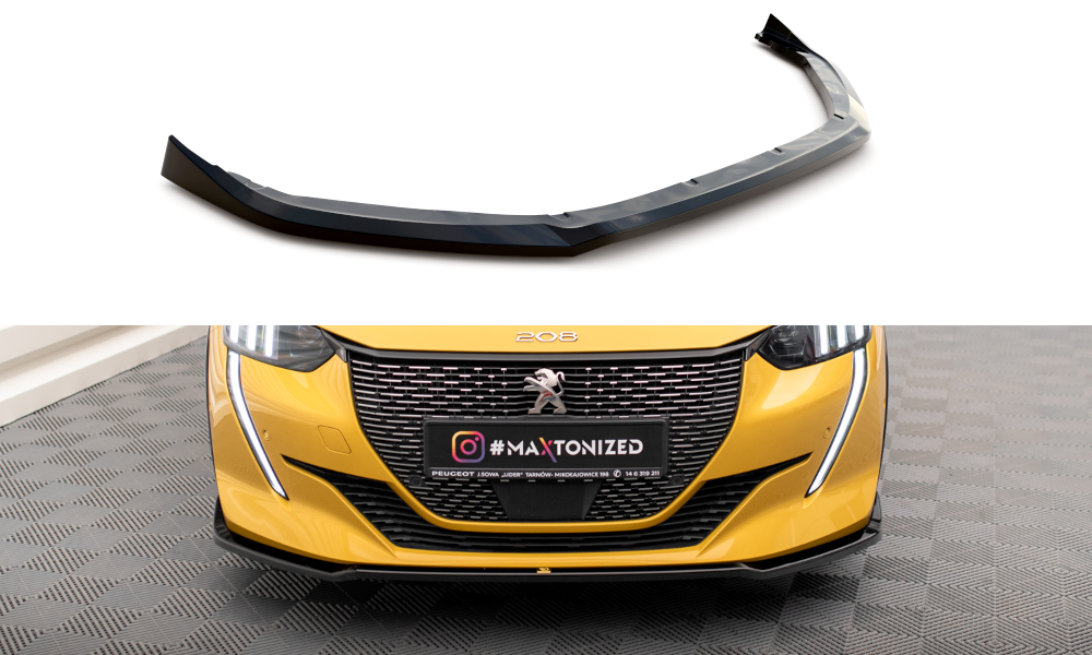 Maxton Front Ansatz V.2 für Peugeot 208 GT Mk2 schwarz Hochglanz