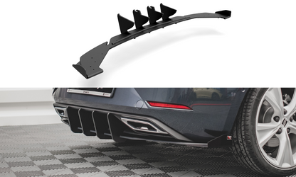 Maxton Robuste Racing Diffusor Heck Ansatz +Flaps für Seat Leon FR Hatchback Mk4 schwarz Hochglanz