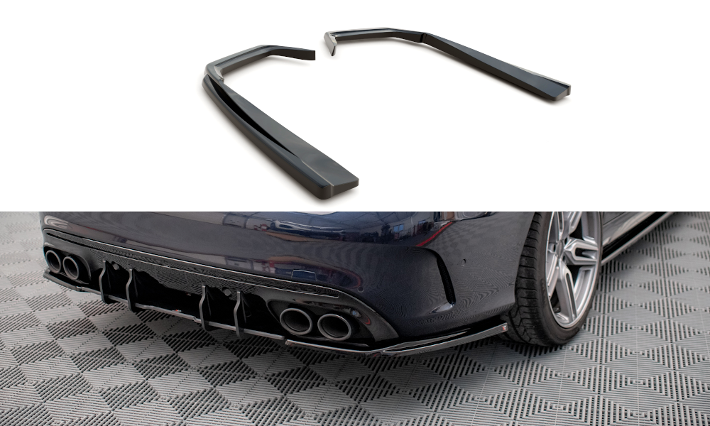 Maxton Heck Ansatz Flaps Diffusor für Mercedes-AMG C 43 Limousine W205 Facelift schwarz Hochglanz