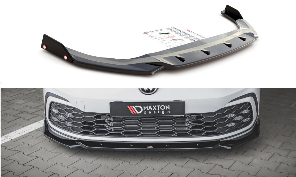 Maxton Front Ansatz V.2 +Flaps für Volkswagen Golf GTI / GTE / R-Line Mk8