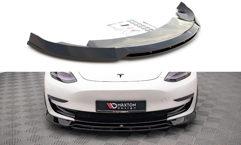 Maxton Front Ansatz V.3 für Tesla Model 3 schwarz Hochglanz