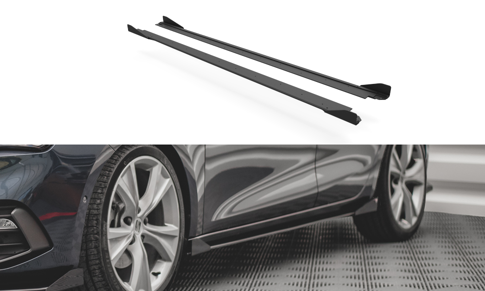 Maxton Street Pro Seitenschweller Ansatz für + Flaps Seat Leon FR Mk4 schwarz Hochglanz