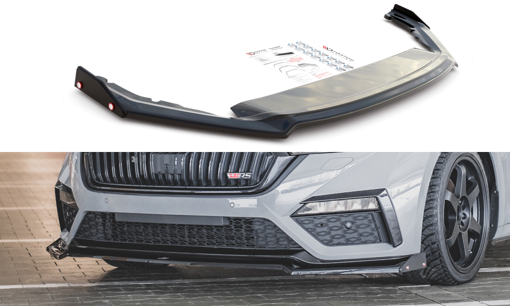 Maxton Front Ansatz V.2 +Flaps für Skoda Octavia RS Mk4