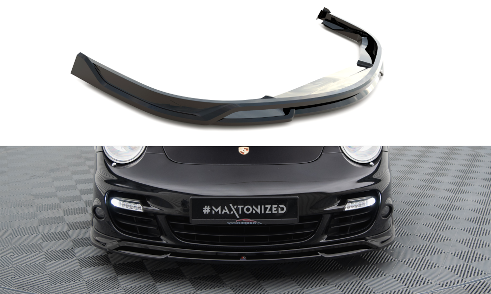 Maxton Front Ansatz für Porsche 911 Turbo 997 schwarz Hochglanz