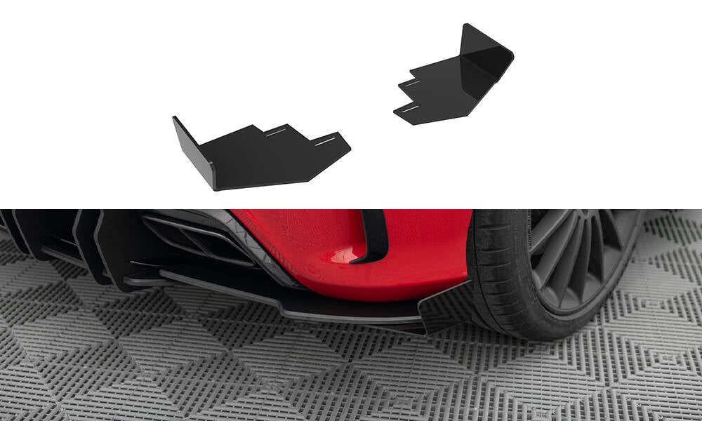 Maxton Hintere Seiten Flaps für Mercedes-Benz A 45 AMG W176 Facelift schwarz Hochglanz