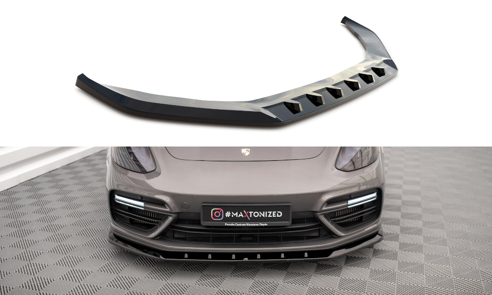 Maxton Front Ansatz V.1 für Porsche Panamera Turbo S E-Hybrid schwarz Hochglanz