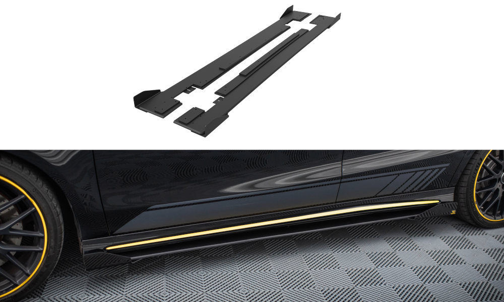 Maxton Street Pro Seitenschweller Ansatz für + Flaps Mercedes-AMG CLA 45 C117 Facelift schwarz Hochglanz