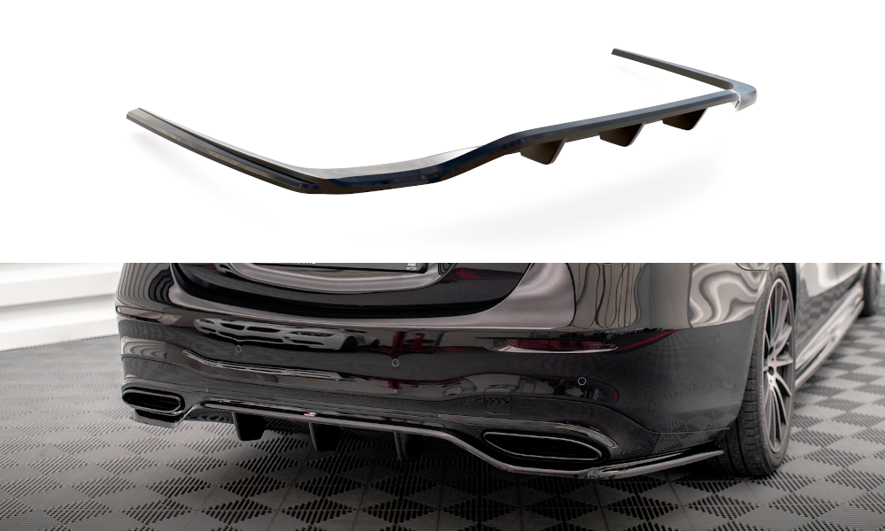 Maxton Mittlerer Diffusor Heck Ansatz DTM Look für Mercedes-Benz S AMG-Line W223 schwarz Hochglanz