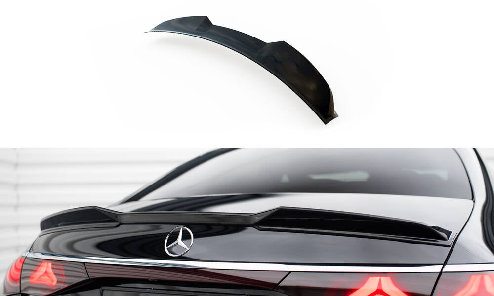 Maxton Spoiler CAP für 3D Mercedes-Benz E Limousine AMG-Line W214 schwarz Hochglanz