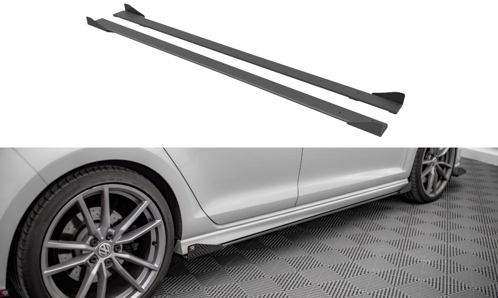 Maxton Street Pro Seitenschweller Ansatz für + Flaps Volkswagen Golf R Mk7 schwarz Hochglanz