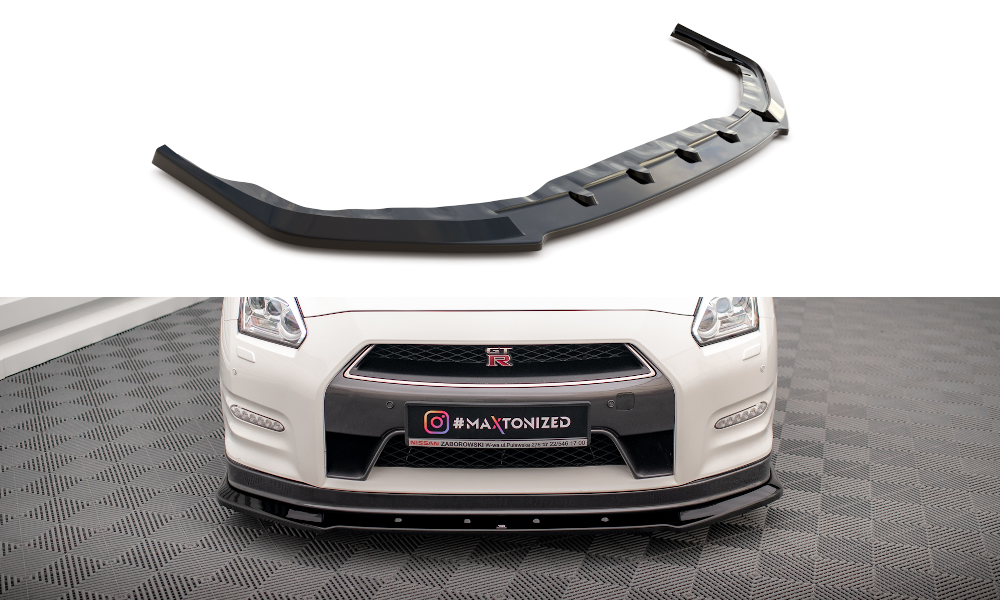 Maxton Front Ansatz für Nissan GTR R35 Facelift schwarz Hochglanz