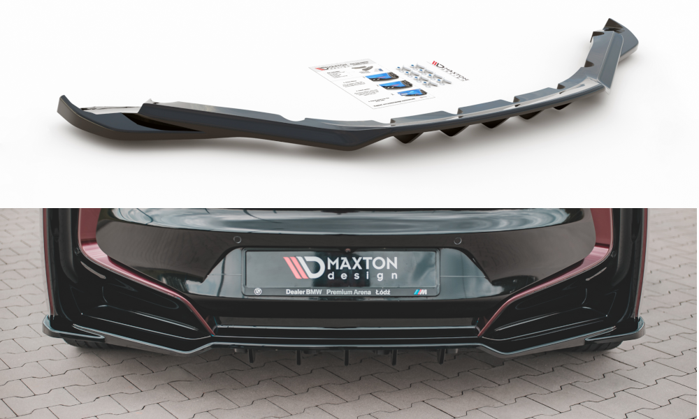 Maxton Mittlerer Diffusor Heck Ansatz DTM Look für BMW i8 schwarz Hochglanz