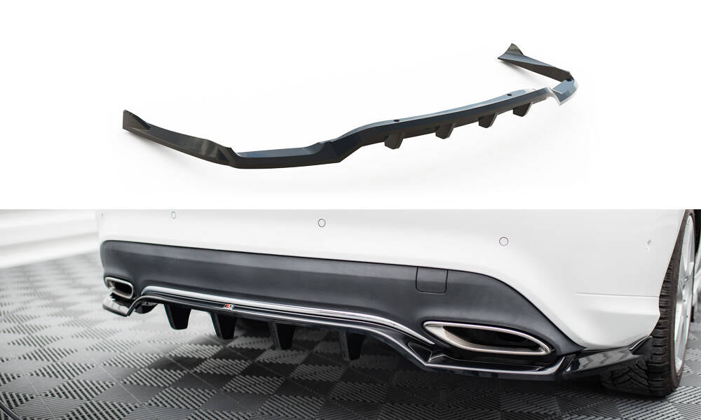 Maxton Mittlerer Diffusor Heck Ansatz DTM Look für Mercedes-Benz CLA C117 Facelift schwarz Hochglanz