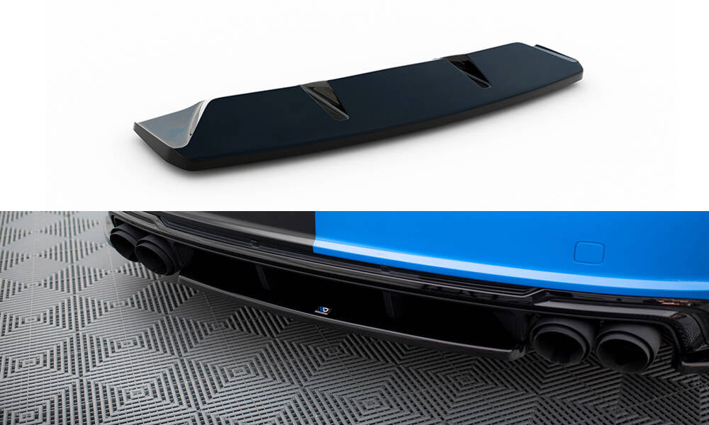 Maxton Mittlerer Diffusor Heck Ansatz für Audi TT S 8S Facelift schwarz Hochglanz