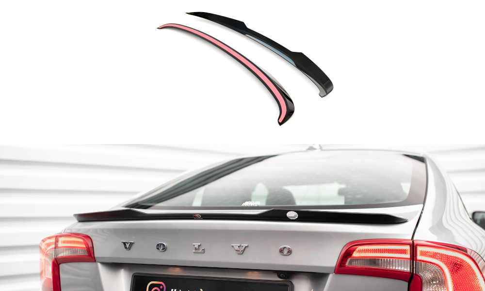 Maxton Spoiler CAP für Volvo S60 R-Design Mk2 schwarz Hochglanz