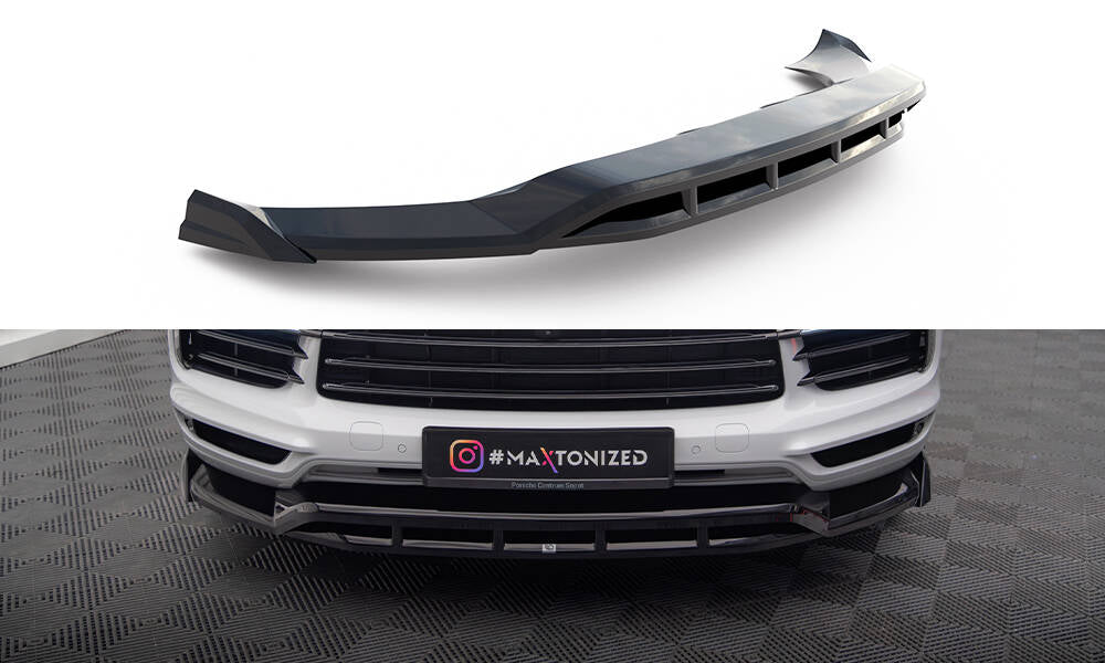 Maxton Front Ansatz für Porsche Cayenne Coupe Mk3 schwarz Hochglanz