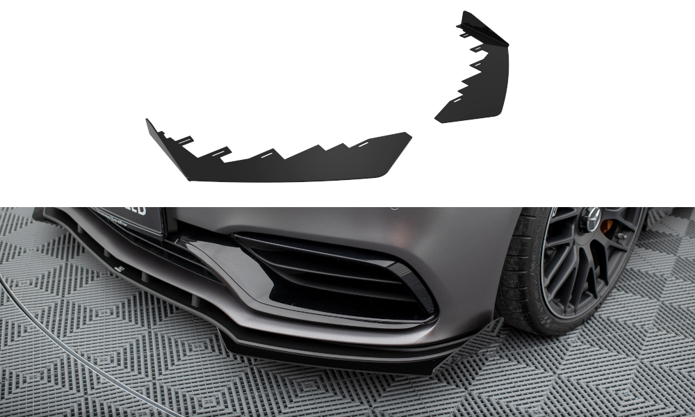 Maxton Front Flaps Mercedes-AMG C63 Limousine / Kombi W205 Facelift schwarz Hochglanz