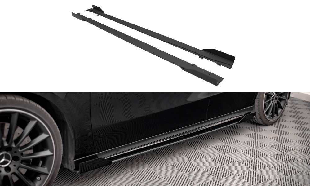 Maxton Street Pro Seitenschweller Ansatz für + Flaps Mercedes A35 AMG / AMG-Line Aero Pack W177  schwarz Hochglanz