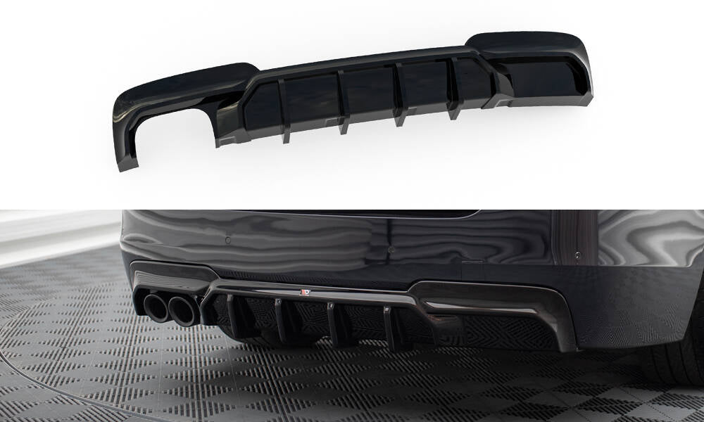 Maxton Diffusor Heck Ansatz V.2 für BMW 5er M-Paket F10 (Version mit einseitigem Doppelauspuff)