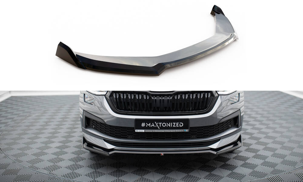 Maxton Front Ansatz V.2 für Skoda Kodiaq Sportline Mk1 Facelift schwarz Hochglanz