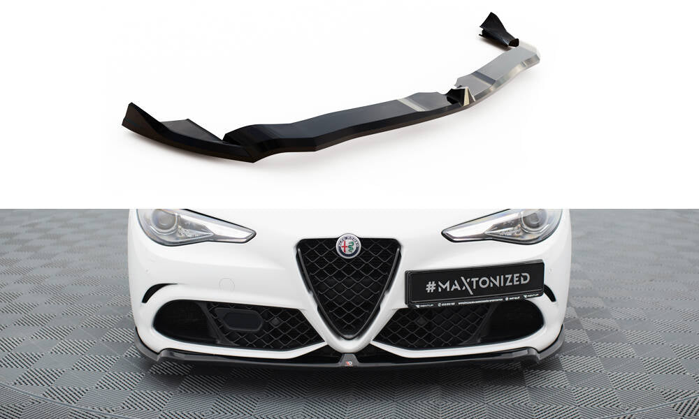 Maxton Front Ansatz für Alfa Romeo Giulia Quadrifoglio schwarz Hochglanz
