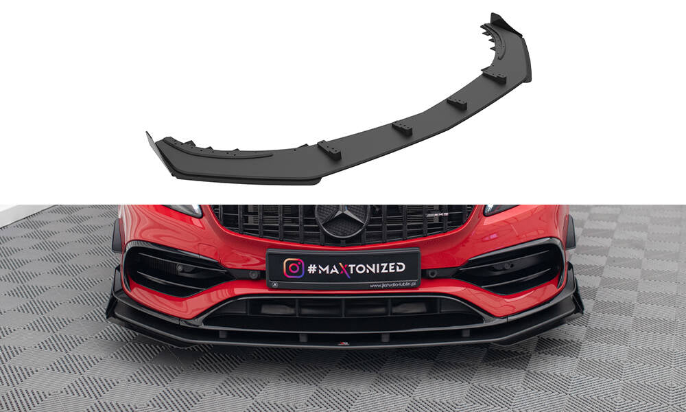 Maxton Street Pro Front Ansatz für +Flaps für + Flaps Mercedes-Benz A 45 AMG Aero W176 Facelift schwarz Hochglanz