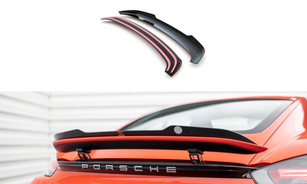 Maxton Spoiler CAP für Porsche 718 Cayman 982c schwarz Hochglanz