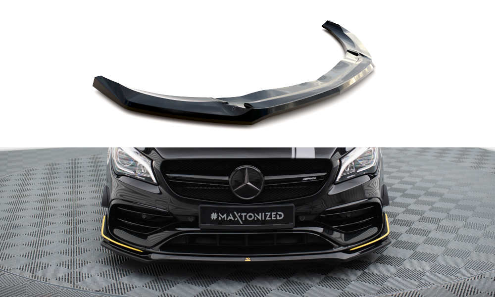 Maxton Front Ansatz V.3 für Mercedes-AMG CLA 45 Aero C117 Facelift schwarz Hochglanz