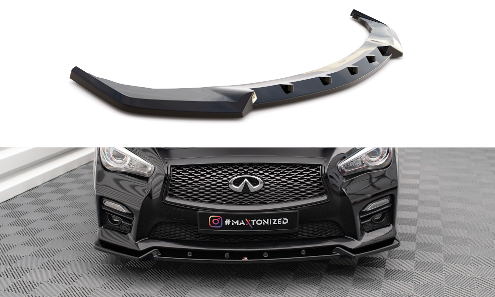 Maxton Front Ansatz V.2 für Infiniti Q50 S Mk1 schwarz Hochglanz