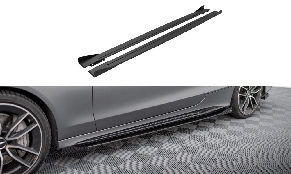 Maxton Street Pro Seitenschweller Ansatz für + Flaps Mercedes-AMG C43 Coupe C205 Facelift schwarz Hochglanz