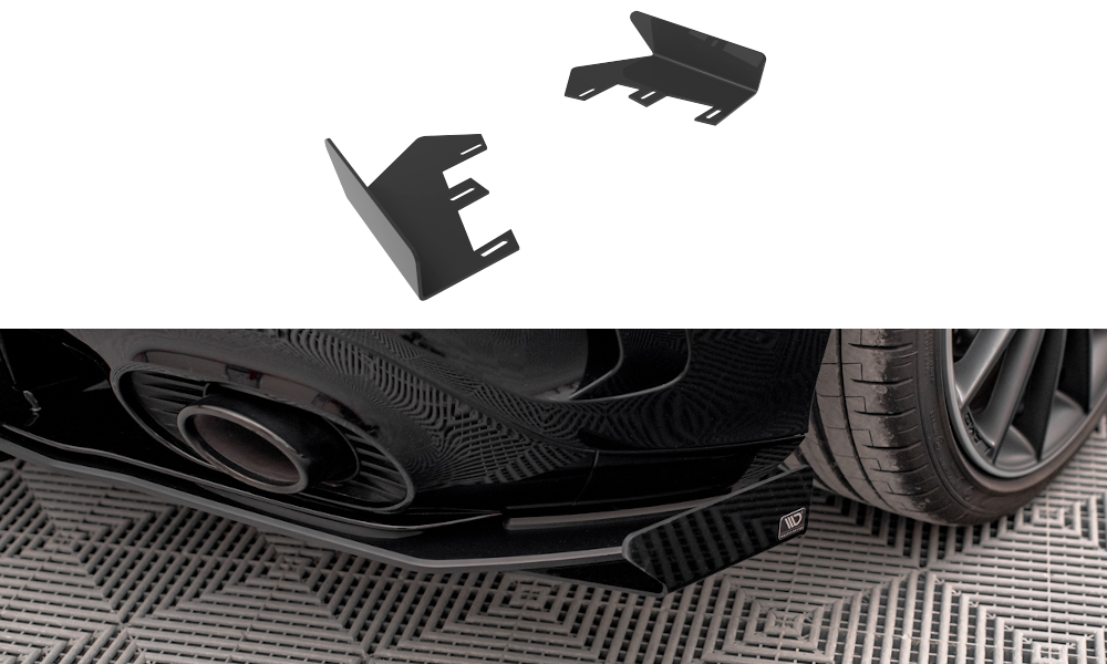 Maxton Hintere Seiten Flaps für Mercedes A35 AMG Hatchback Aero Pack W177 schwarz Hochglanz