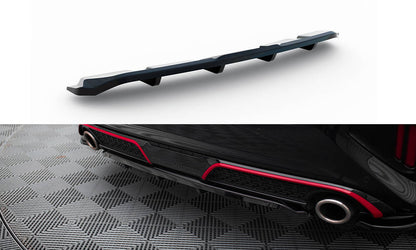 Maxton Mittlerer Diffusor Heck Ansatz DTM Look für Kia Ceed GT Mk3 Facelift schwarz Hochglanz